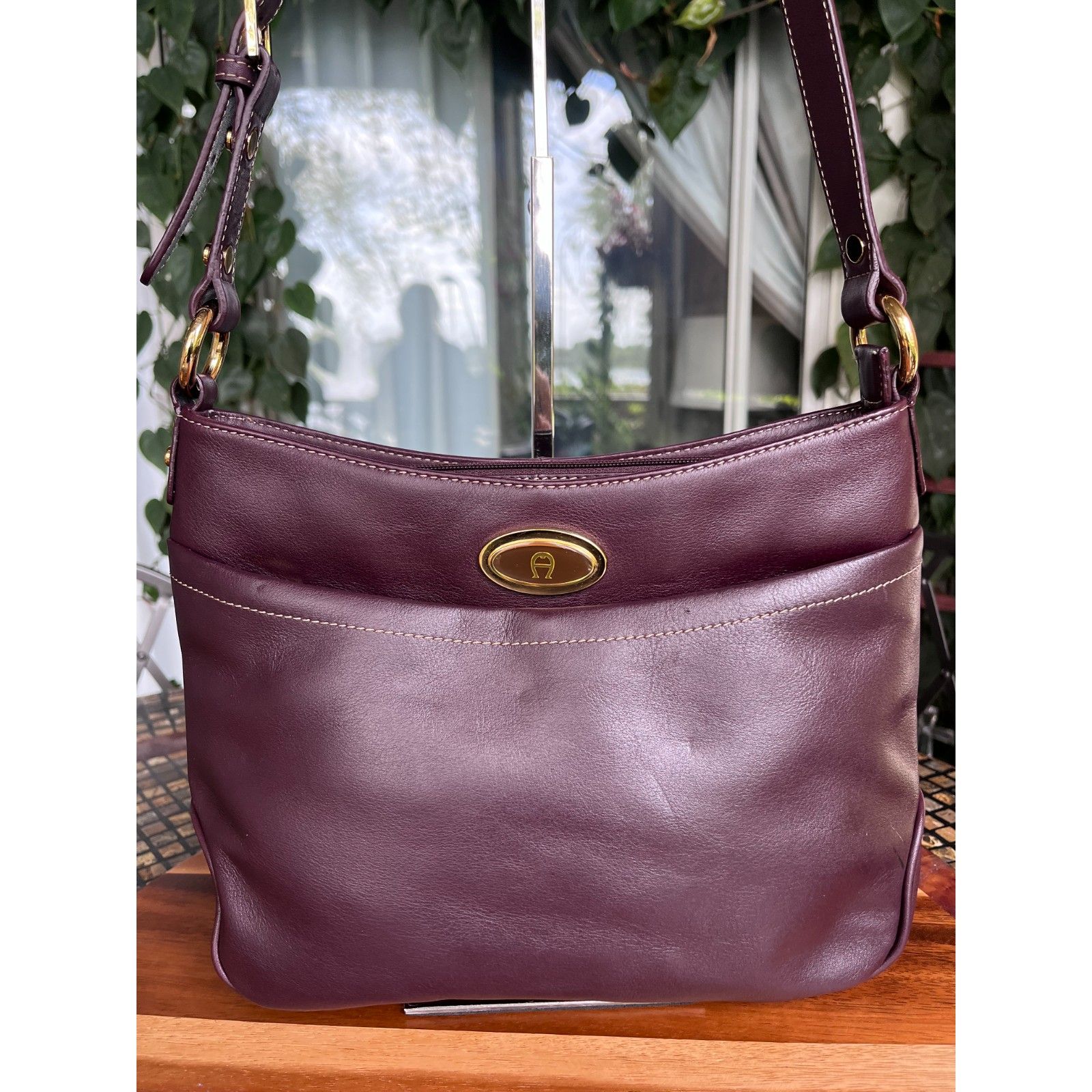 Etienne Aigner Vintage Dark Burgundy Leather Shoulder Bag